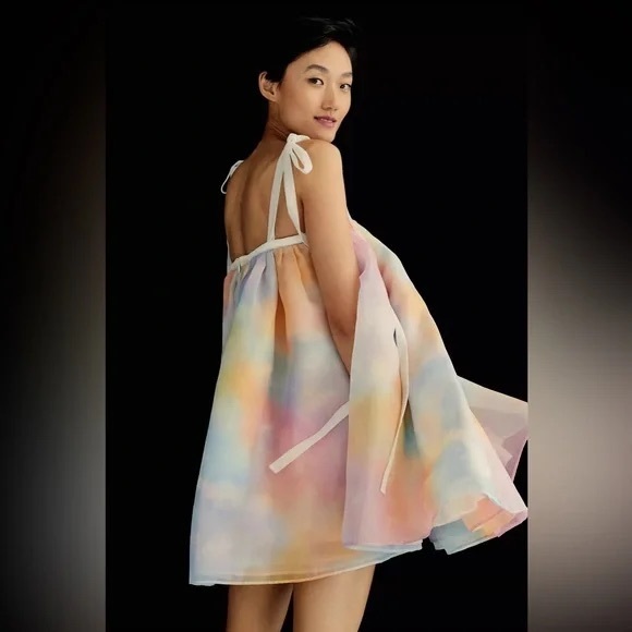 Selkie Dopamine Rainbow Powder Puff Mini Dress Anthropologie - Picture 3 of 13